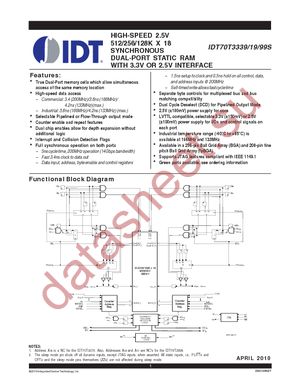 IDT70T3319S133DDI datasheet  